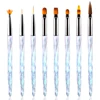 LIMEGIRL 8pcs/set Aurora Acrylic Nail Art Painting Pens for Nail Design Soft Slender Brush Gradient UV Gel Drawing DIY Brushes 6