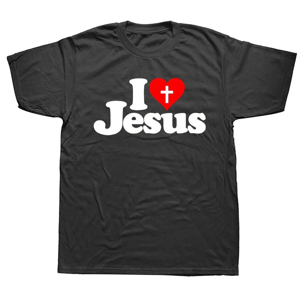Ich liebe Jesus T-Shirt für Männer, kurzärmeliges Gott-Religion-T-Shirt, Kirchen-Christen-T-Shirt, modisches Streetwear-Oberteil, Geschenk