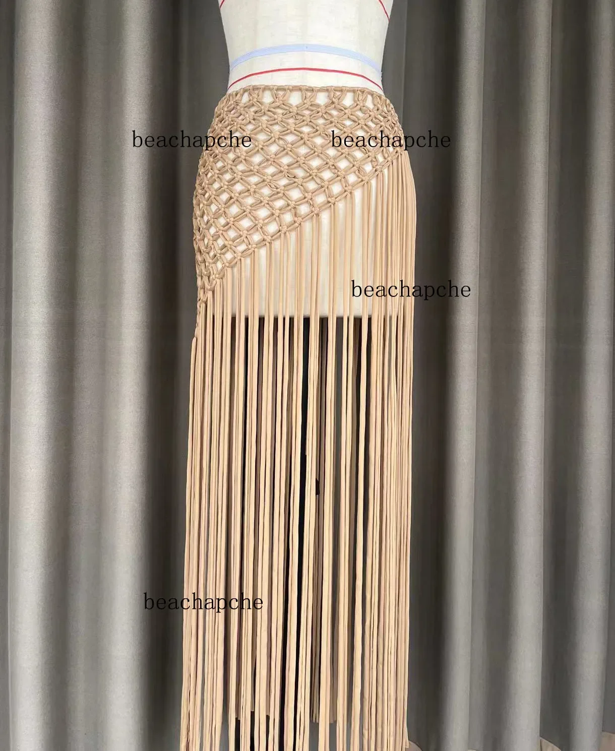 Hand Crochet Tassel Maxi Skirts Women Fashion Sexy Side High