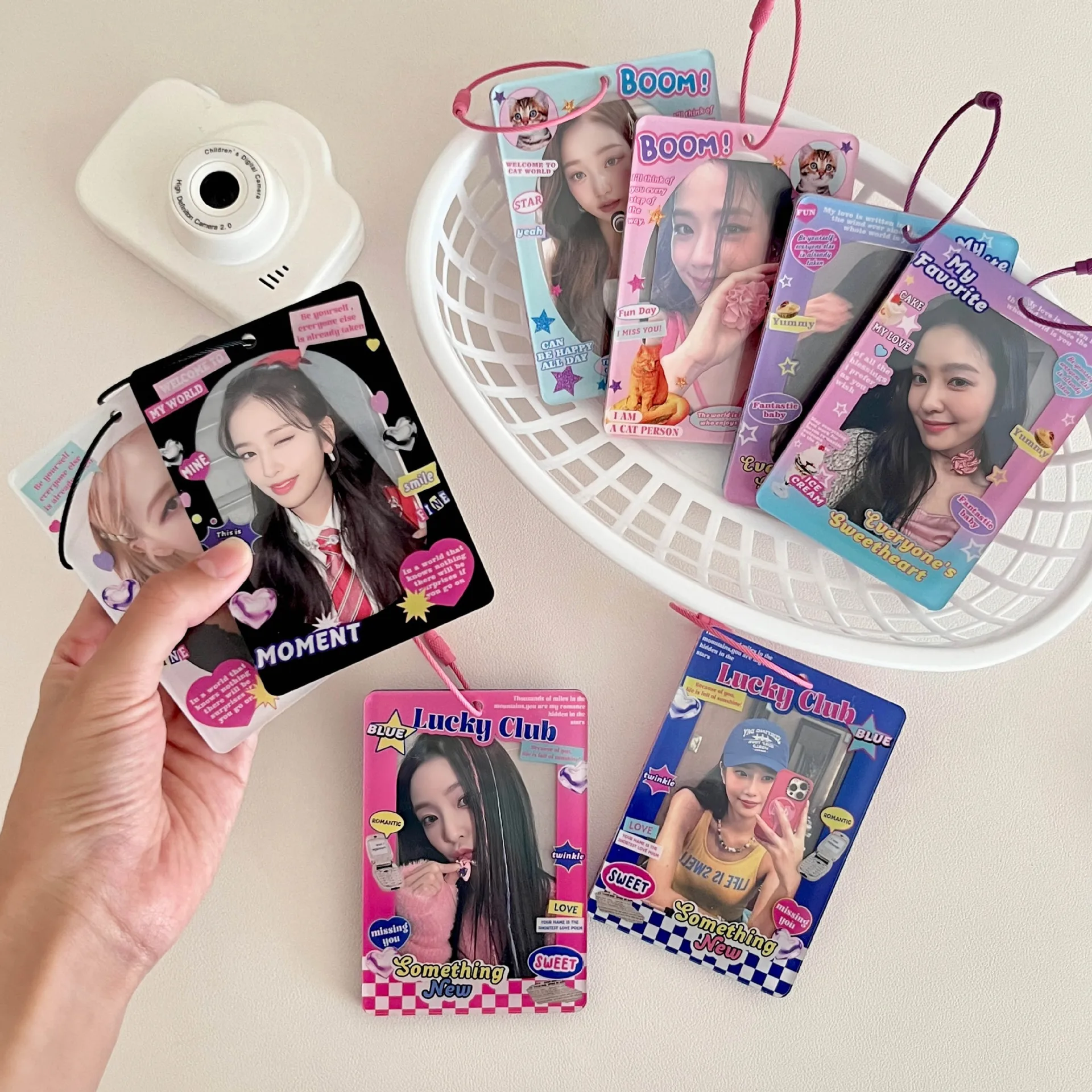 

American Y2K Sweet Cool Double Sided Cartoon Hard Acrylic Brick Desktop Protection Film Card Set