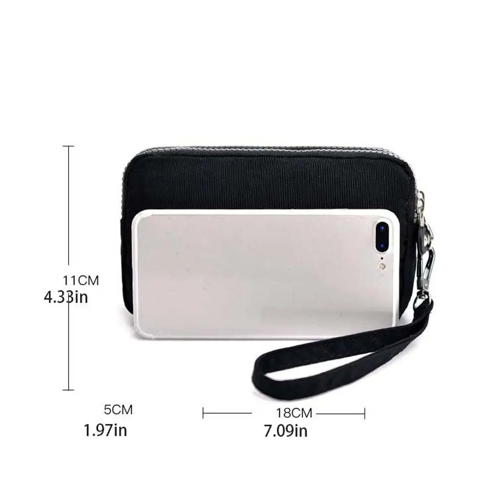 Stripe Flower Leaf Print Zipper Coin Purse Letter Star Three Layer Nylon Wallet Waterproof Money Bag With Lanyard Card Holder 6