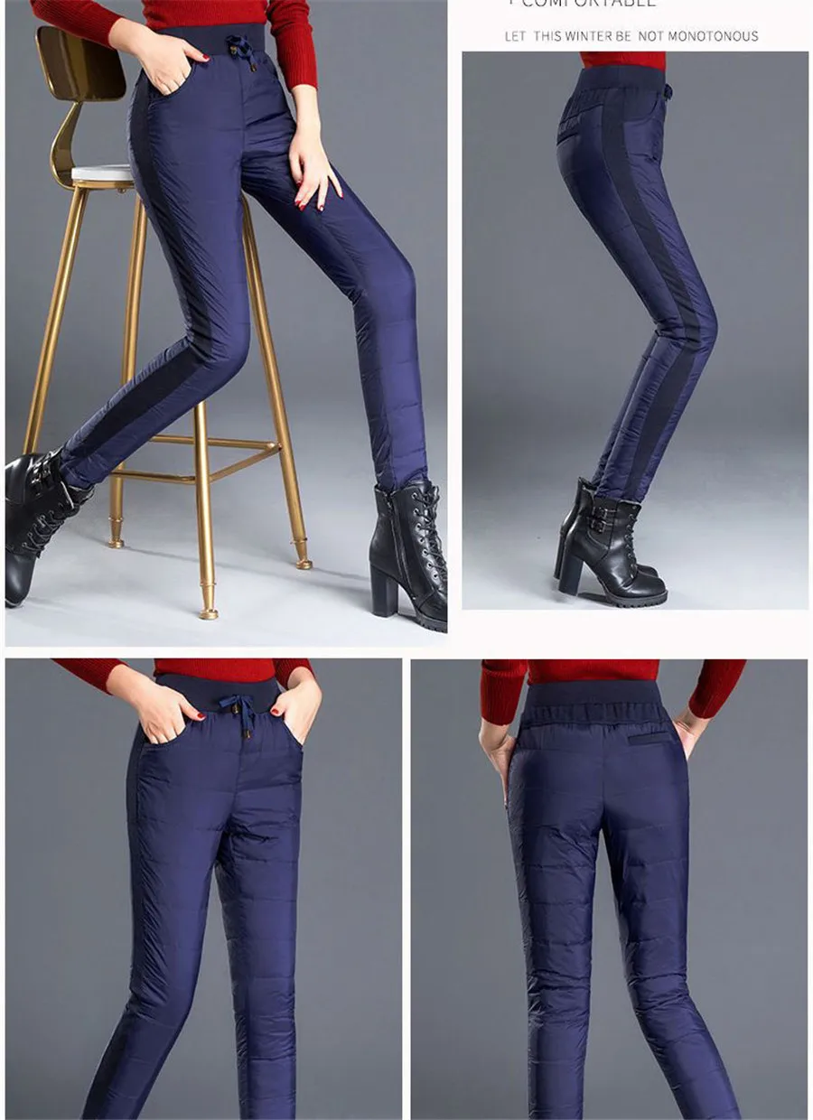 Mom's Winter Vintage Warm Thicken Pants Down Cotton High Waist Pencil Trousers Thick Snow Wear Skinny Oversized 4xl Pantalones