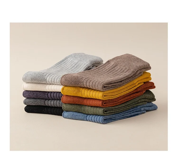 1/3/5 Paar gerippte Damensocken mit mittlerer Wade, Wald-Retro-Baumwolle, sportlicher Komfort, Freizeitsocken, EU 34–39, US 4–8 – Detail 11
