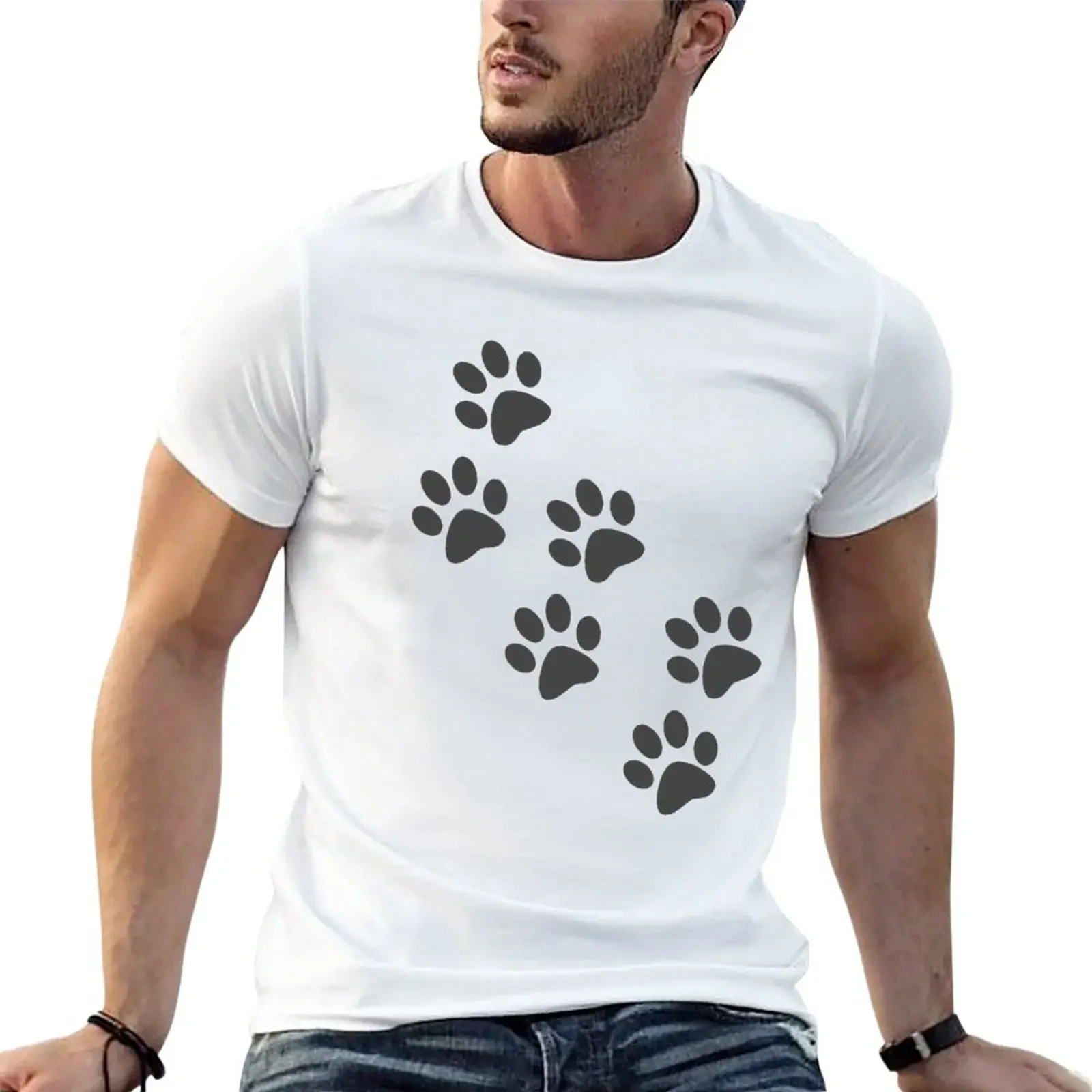 

Paw Prints T-Shirt anime Short sleeve tee Men's t-shirt