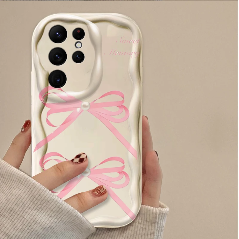 Chic Black Bowknot Heart Wavy Silicone Soft Phone Case