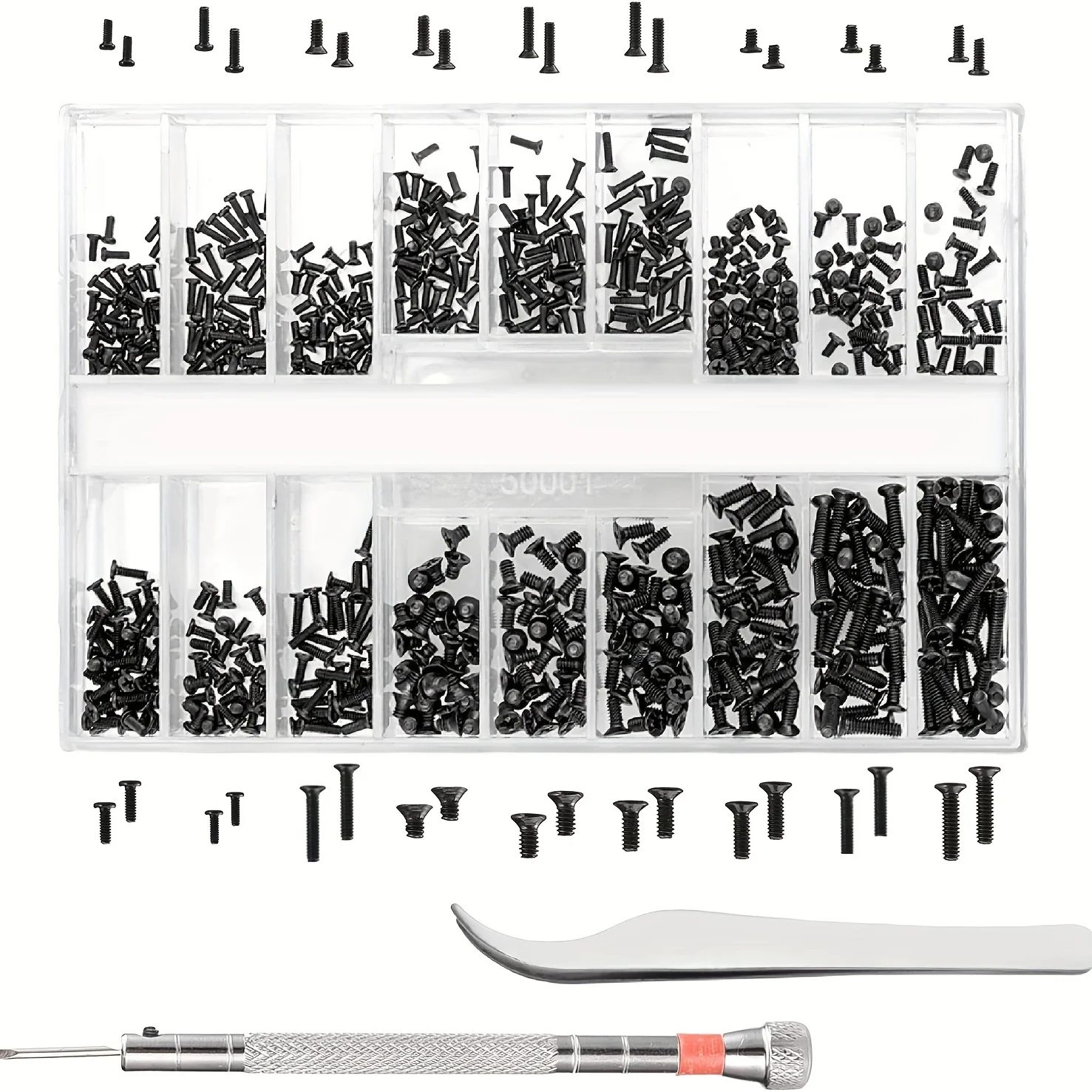 Micro Repair Screw Set 630 Pcs for Glasses Sunglasses Watches Jewelry M1.2 M1.4 with Screwdriver