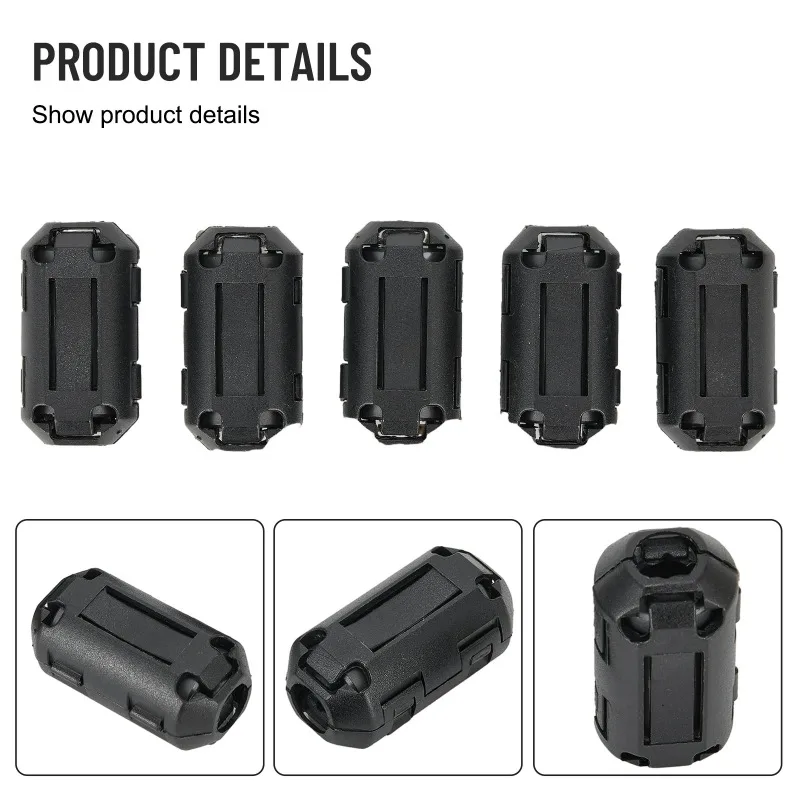3.5/5/7/9/13mm Toroidal Core Ferrite Bead Clip Choke EMI RFI Noise Filter Clip USB/Video Cable Power Cord ZEXEF 10Pcs cable filter
