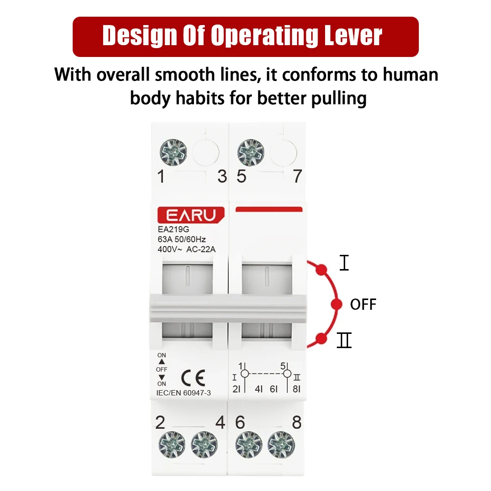 2P 40A 63A MTS Dual Power Manual Transfer Interlock Circuit BreakerDin Rail Isol