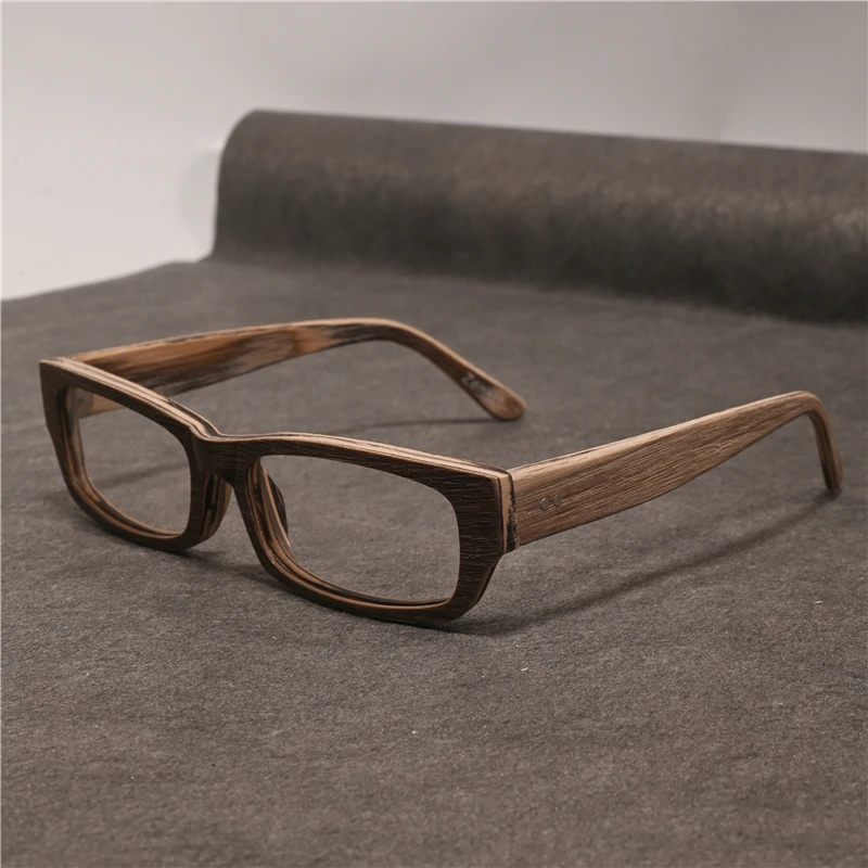 

Zerosun Eyeglasses Frame Male Wooden Grain Reading Glasses Men Women Dark Brown Anti Reflection 0 +100 150 200 250 Spectacles