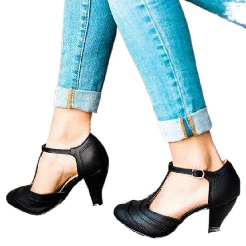 

Туфли женские блестящие, Клубные сандалии с круглым носком, ремешок с пряжкой, искусственная кожа, тонкий каблук 3 см, классические туфли, коричневые