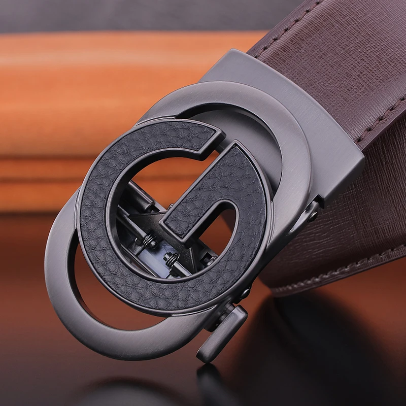 High Quality Men Automatic Buckle Personality Fashion Belt G Letter Belts Men's Cowhide Luxury Leather Waist Belt Ceinture Homme