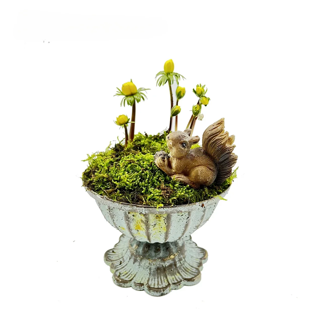 

Petal Bottom Wine Glass Flower Pot American Style Retro Rust Colored Metal Vase Outdoor Garden Succulent Potted Flowerpot