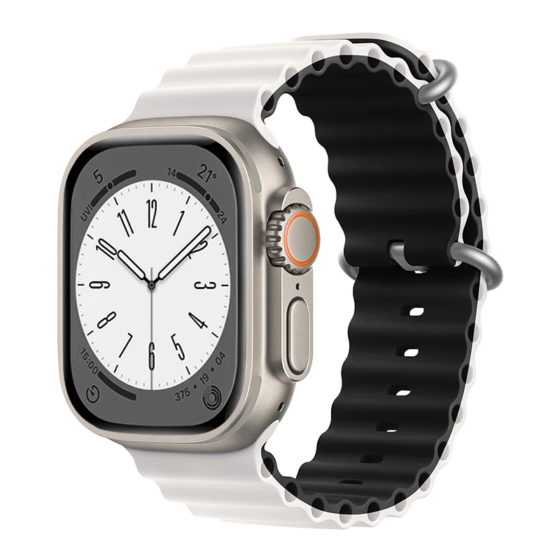 Ocean Band for Apple Watch Ultra 2 49mm 44mm 45mm 42mm 38/40/41mm silicone bracelet correa iwatch series 9 8 7 se 6 5 4 3 strap