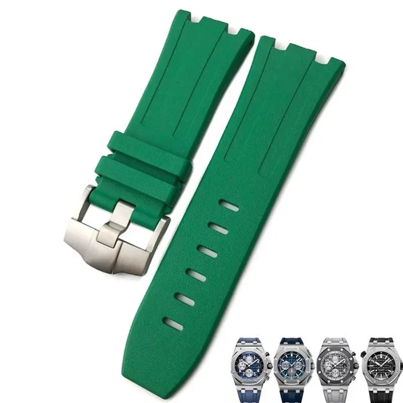 

FKMBD Natural Resin Fluorine Rubber 28mm Watchband Replacement For Audemars Royal Oak Piguet Offshore For AP Watch Strap