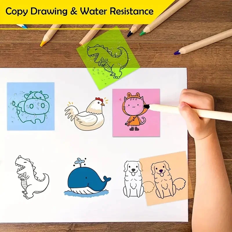 Vibrant Waterproof Transparent Sticky Note Pads - 50 Sheets of Self-Adhesive Memo Notes