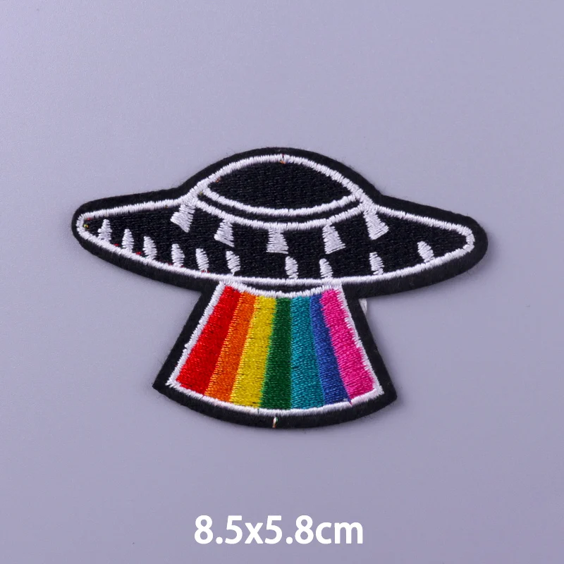 Space UFO Sickers Aliens Patch Embroidered Patches for Clothing Parches Alien Stripes Badges Iron on Patches for Clothes