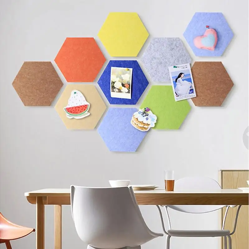 12PB Hexagon Felt Board Self-Adhesive Felt Board Floor Protector Pad for Home
