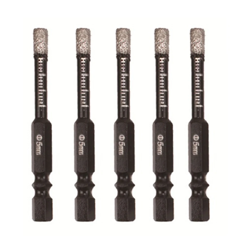 Achieve Perfect Results Every Time 5pcs 5mm 14in Hex Handle Vaccum Brazed Diamond Dry Drill Bits for Precision Drilling