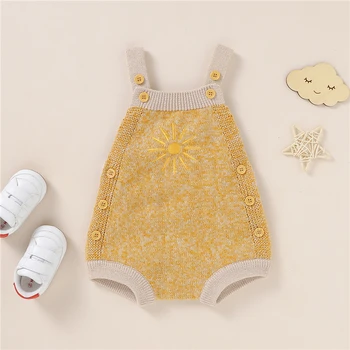 Fashion Baby Unisex Romper Cotton Knitted Sleeveless Sun Embroidery Baby Rompers Infant Playsuit Jumpsuits Cute Newborn Clothes