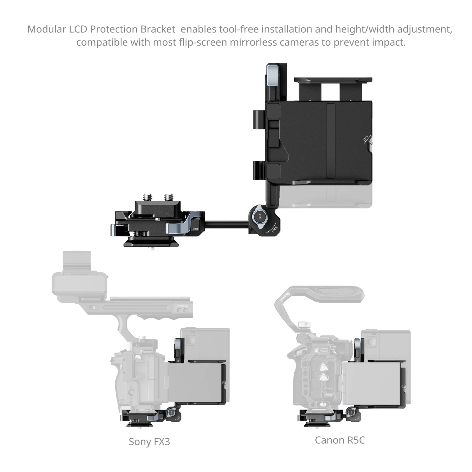 SmallRig V-Mount Batteriehalterungsplatten-Kit Pro für Sony für Canon für DSLR-Kamera mit Arca-Swiss-Platte LCD-Bildschirm-Schutzhalterung – Detail 27