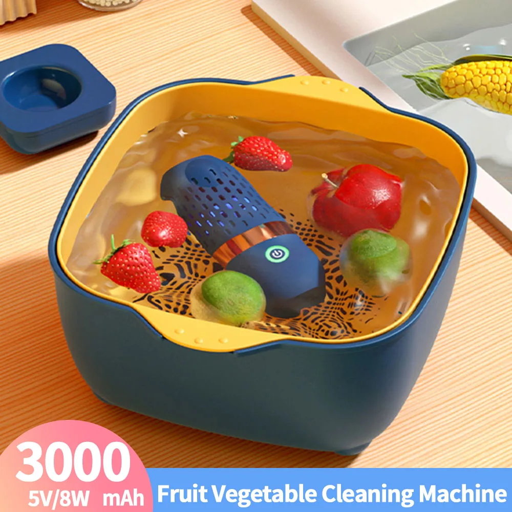 Protable Ultrasonic Fruit Vegetable Washing Machine Capsule Wireless Food Clean Suitable Outdoor Picnic Food Pesticide Purifier