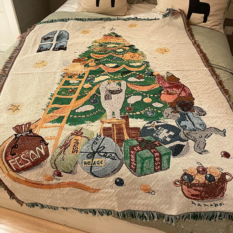 Festive Nutcracker Christmas Tree Throw Blanket – Soft & Cozy Holiday Decor Quilt