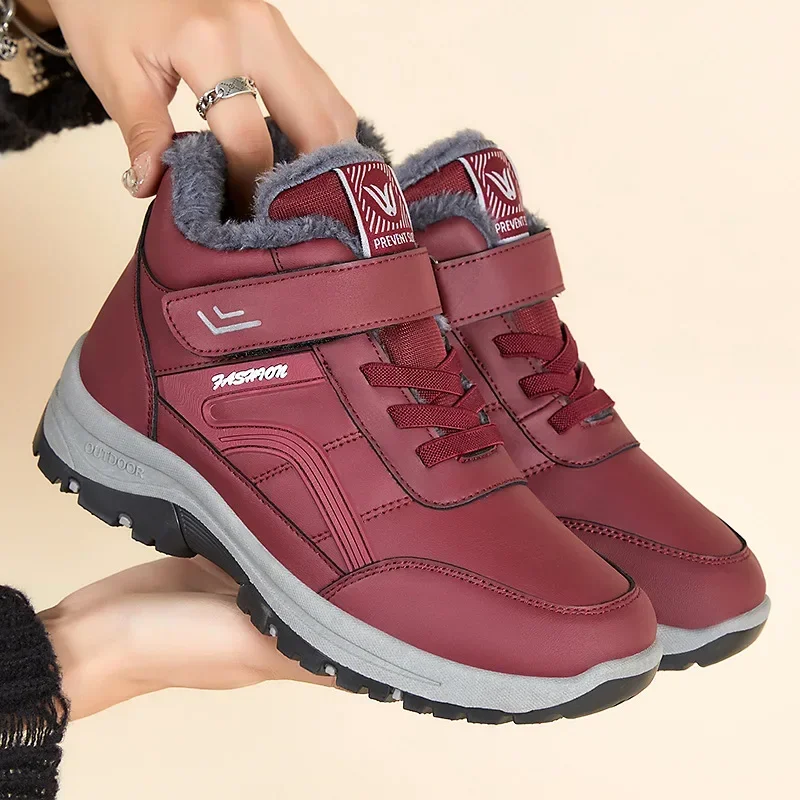 

Leather Boots Women Men Shoes Waterproof Boot Man Plush Keep Warm Sneakers Man Outdoor Ankle Snow Boots Casual Shoes