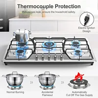 Stove Top Stainless Steel, Built-in Gas Propane Cooktops with Thermocouple Protection, NG/LPG Convertible, Electronic Ignition G 2