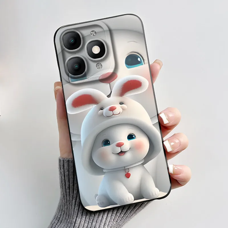 Shockproof Soft Silicone Phone Case - Cute Milk Tea Rabbit Design