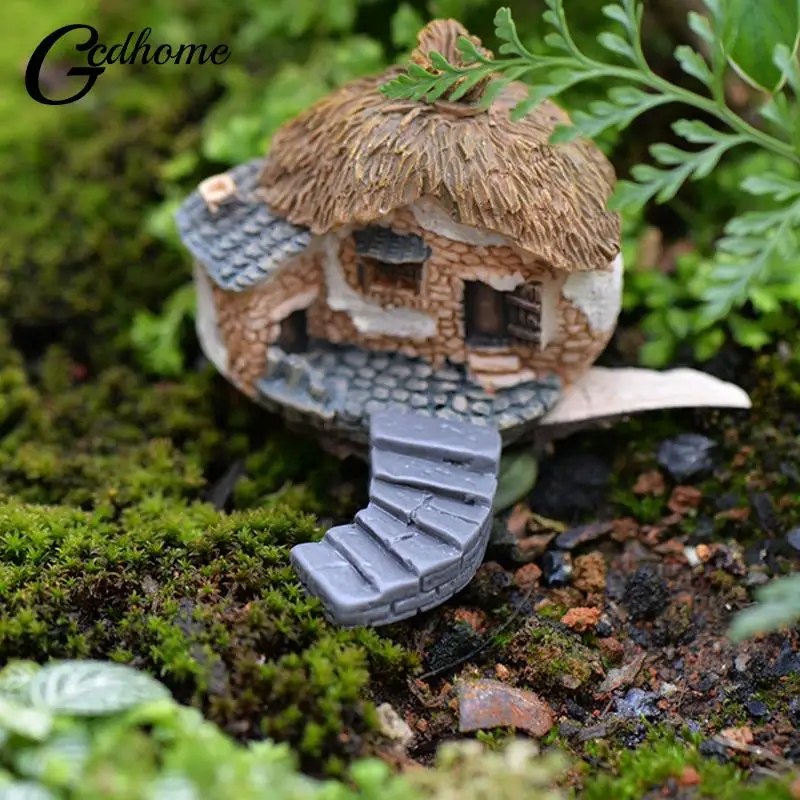 Miniature Figurines 1/3Pcs Stone Stairs House Cartoon Animal Building Statue Resin Craft For Fairy Garden Accessory Home Decoration miniature figurines,resin ornaments,miniature ornament,resin crafts,resin crafts accessories