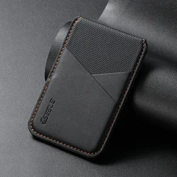 Luxury Leather MagSafe Magnetic Card Holder with RFID Protection (Black)