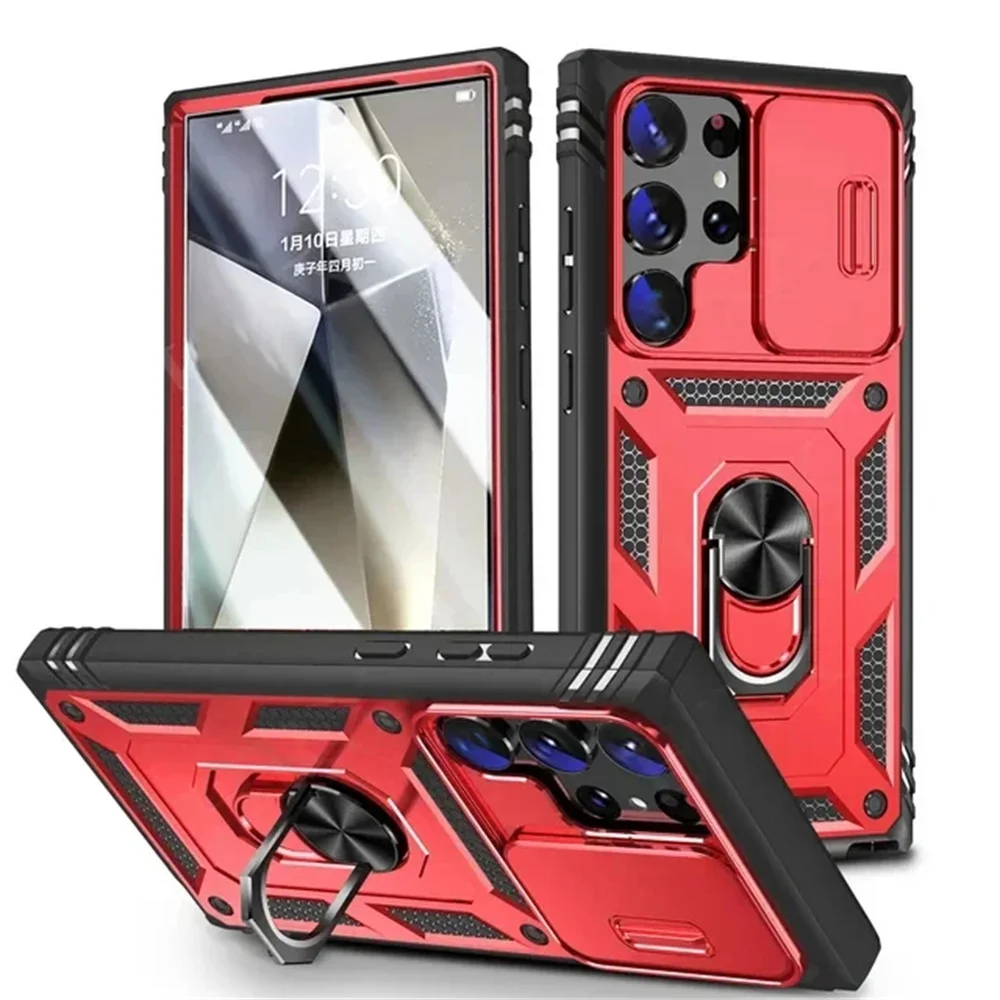 Enhanced Privacy Magnetic Ring Holder Phone Case with 360-Degree Rotation