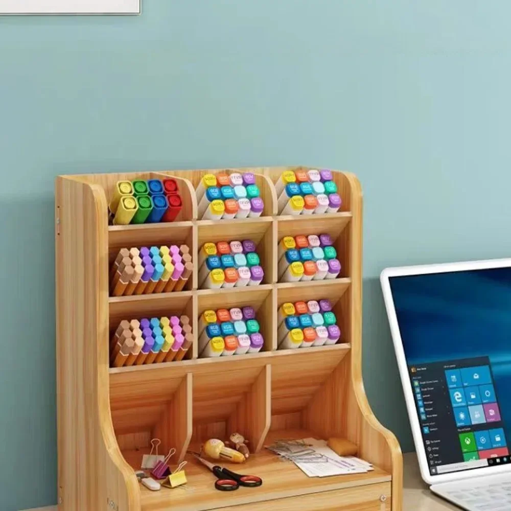 Wooden-Desk-Organize-Ashionable-Multi-Grid-Pen-Holder-Multi-Functional ...