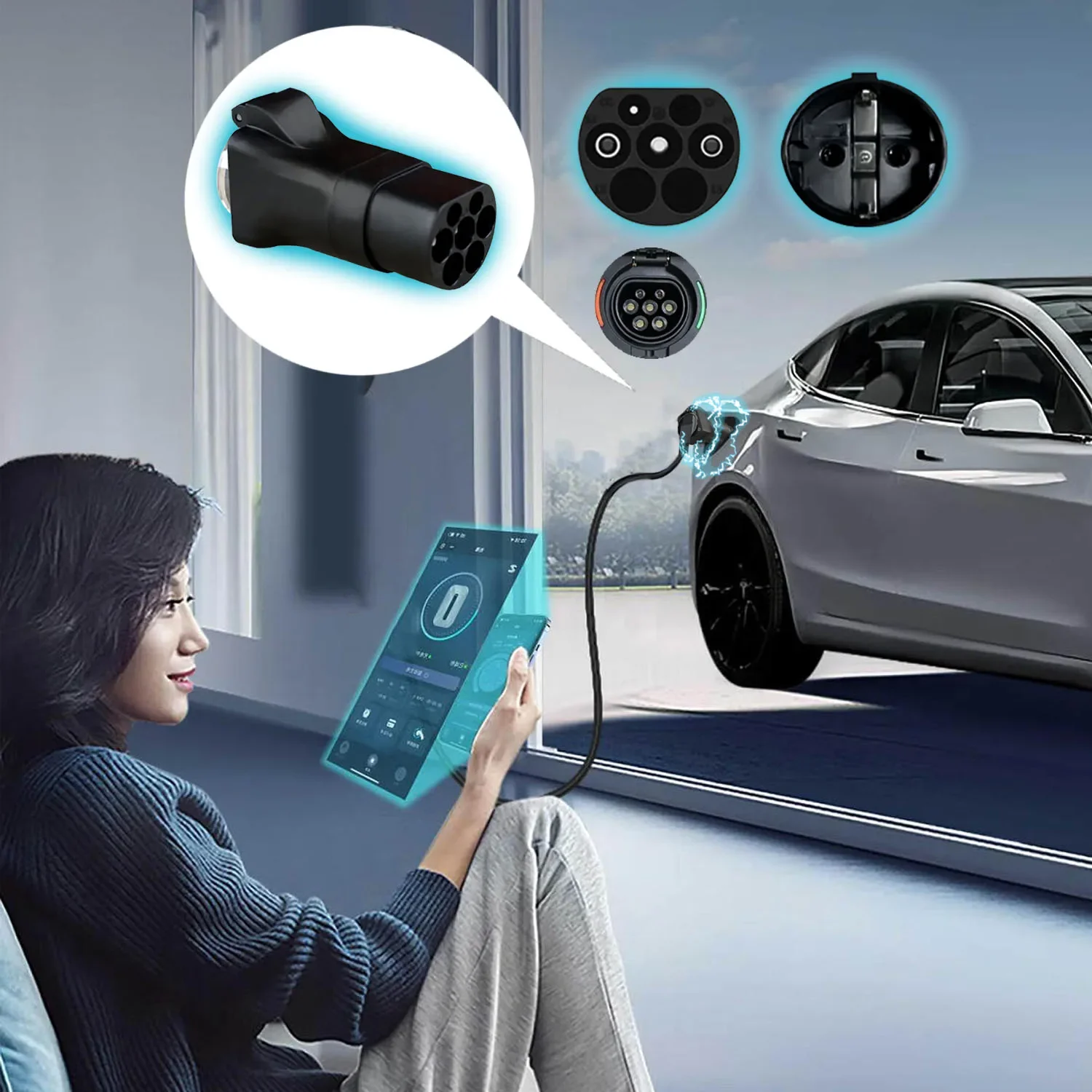 Electric Car Side Discharge Plug EV GBT 16A Charger adapter with EU Socket Outdoor Power Station need car supports V2L Not type 2 v2l connector ev charging adapter