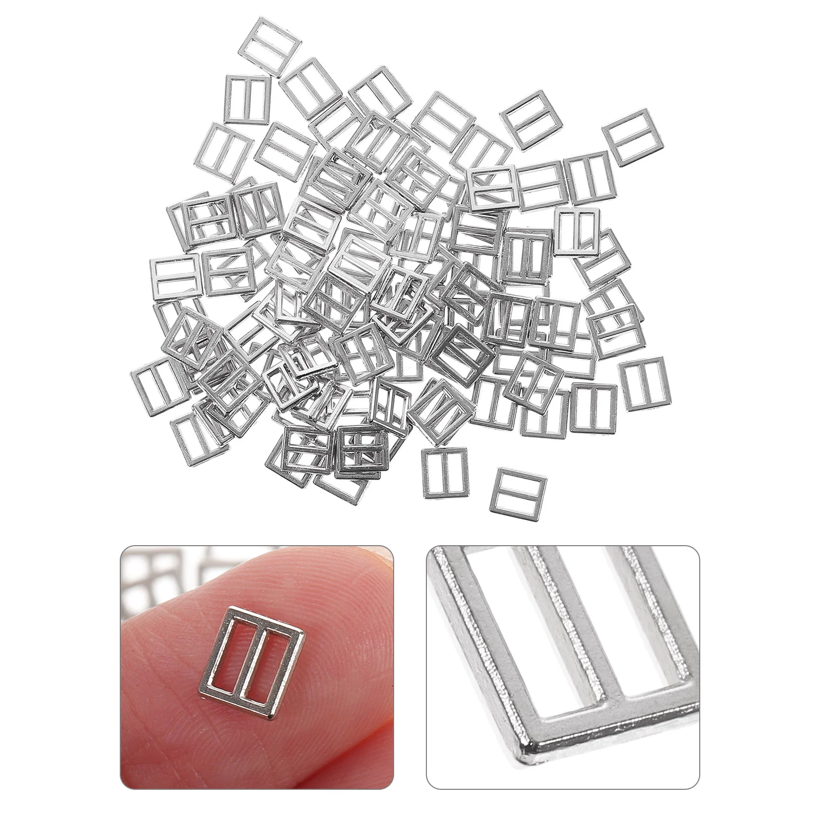 

100 Pcs Shoe Buckle Accessories Slide for DIY Kids Clothes Purse Belt Tri-glide Metal Button Triangle Mini