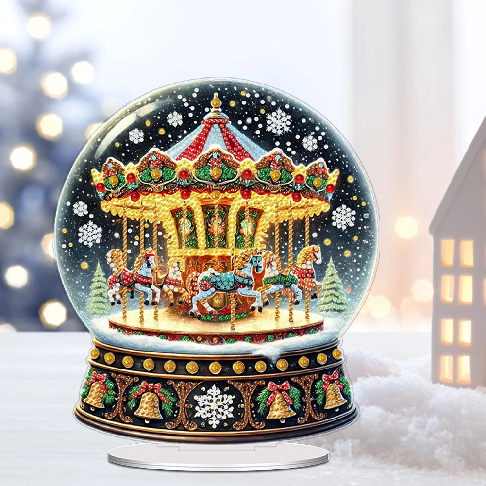 2D Flat Print Xmas DIY Special Shape Table Top Diamond Painting Ornament Kits Desktop Diamond Art Kits Bedroom Table Decoration