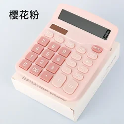 Transparent Gradient Large Button Electronic Calculator with 12 Digit Display for Students and Office Use (Pink)