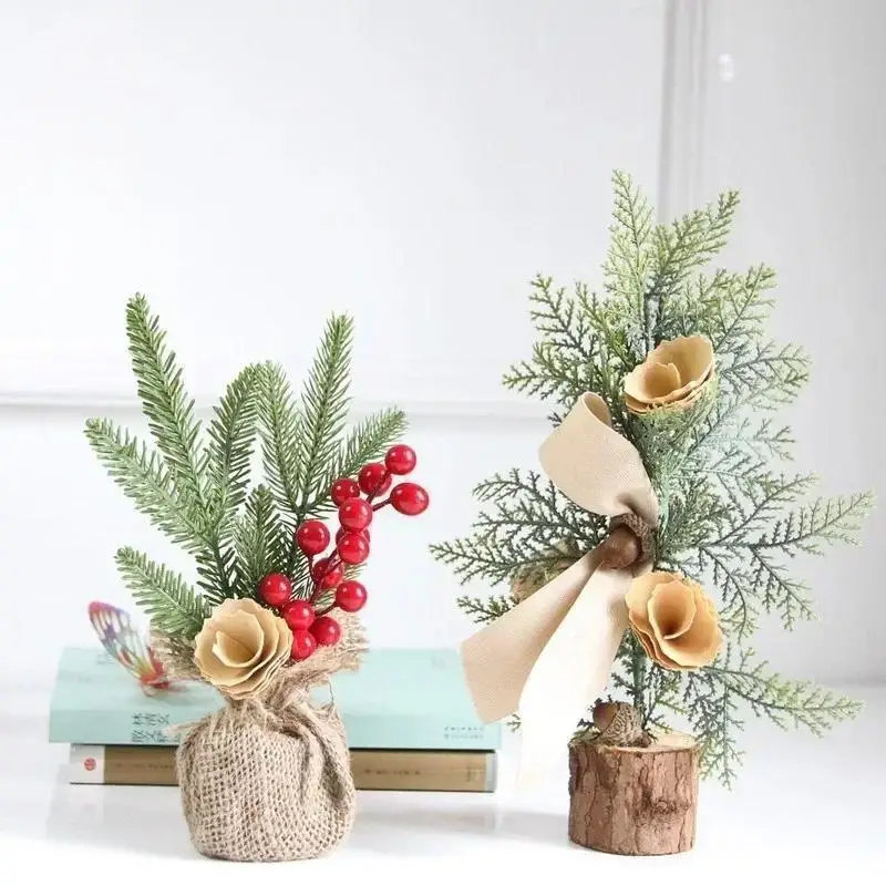 25cm Mini Christmas Tree Ornament Christmas Desktop Decoration Christmas Tree Ornament Home Holiday Party Christmas Decoration