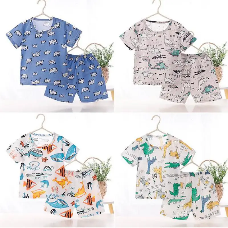 baby boy clothing sets cheap	 Children's Pajama Suit Cotton Home Clothes Summer Air Conditioning Clothes New Thin Baby Girls Boys Clothes 2-piece Clothing Sets cheap