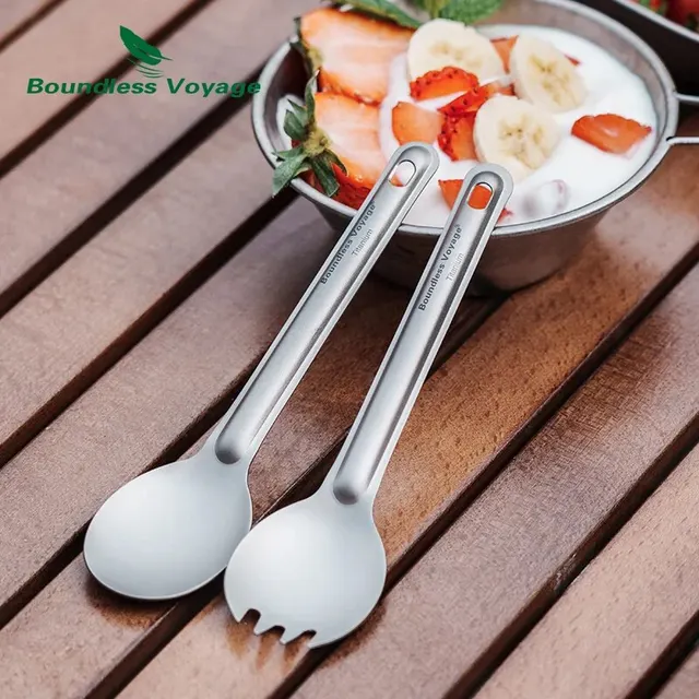 Boundless Voyage Titanium Cutlery – Lightweight Reusable Spoon & Spork Set 5