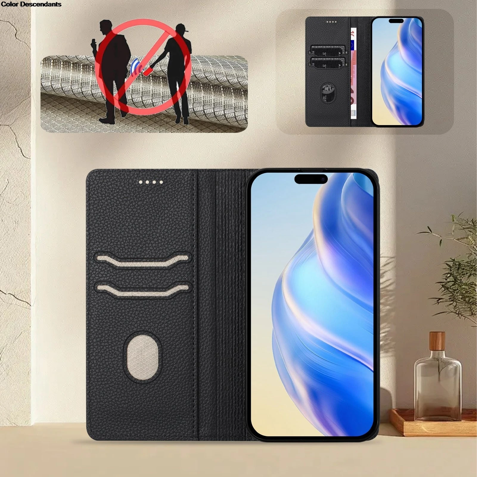 Luxury Leather Magnetic Case with Card Slots and Shockproof Book Cover