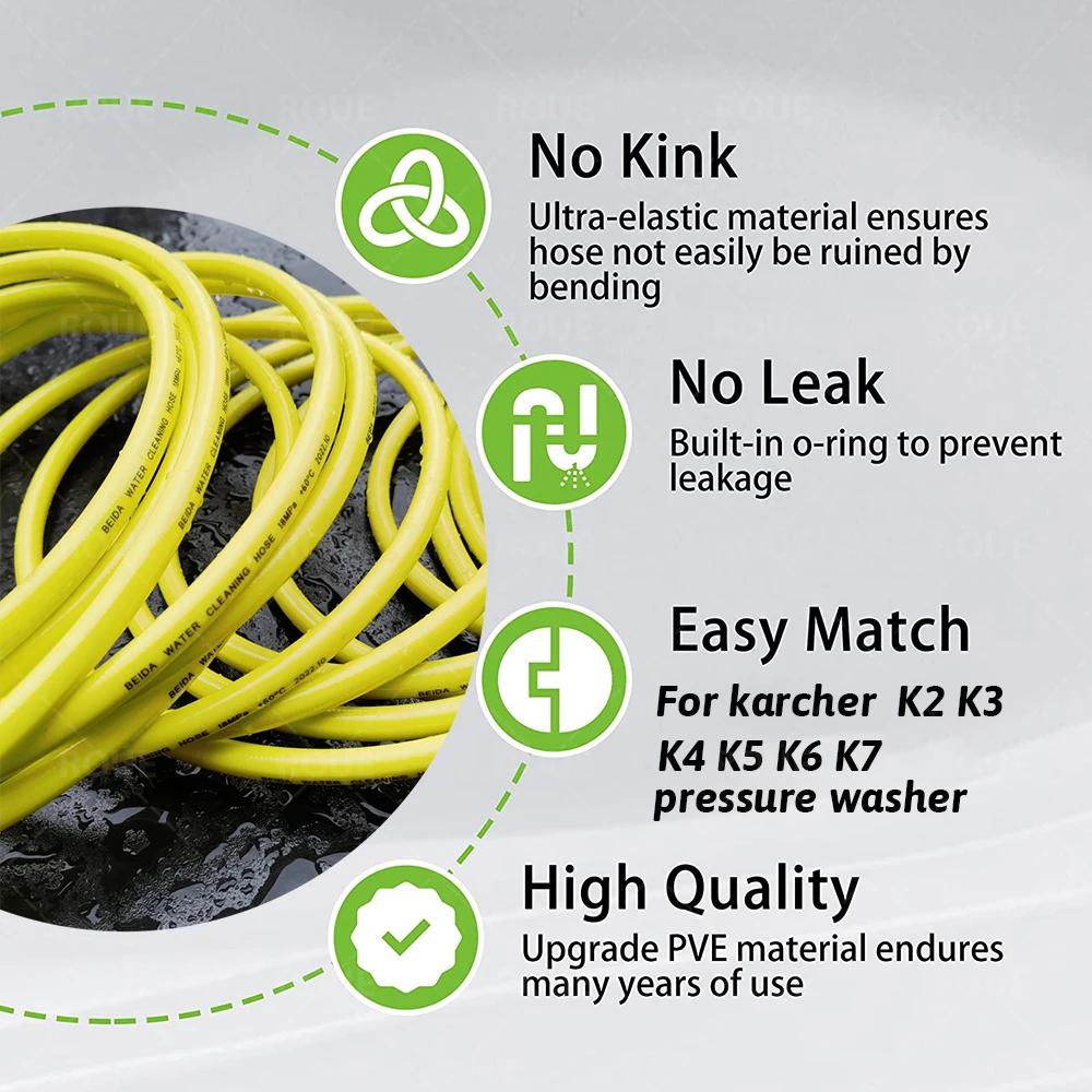 10 15m Pressure Washer Hose High Water Cleaning Hose Pipe Cord Car Washer Extension Hose for Bosch High Pressure Cleane Hose 4