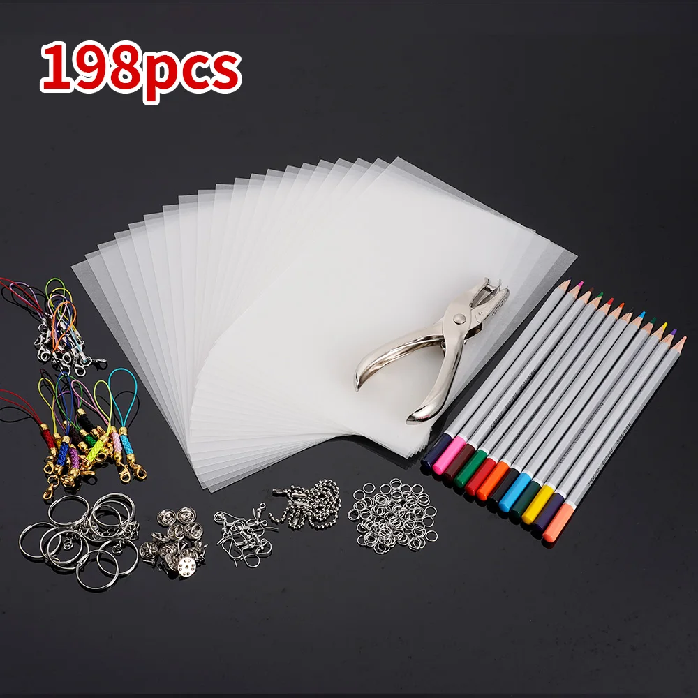 Shrink Plastic Sheets Set DIY Keychain Ornaments Creative Craft