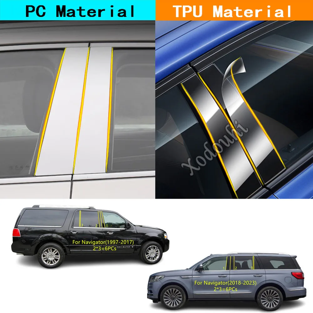 

Car TPU/Glossy Mirror Pillar Post Cover Door Trim Window Decorative Sticker For Lincoln Navigator 1997 1998 1999 2000-2023