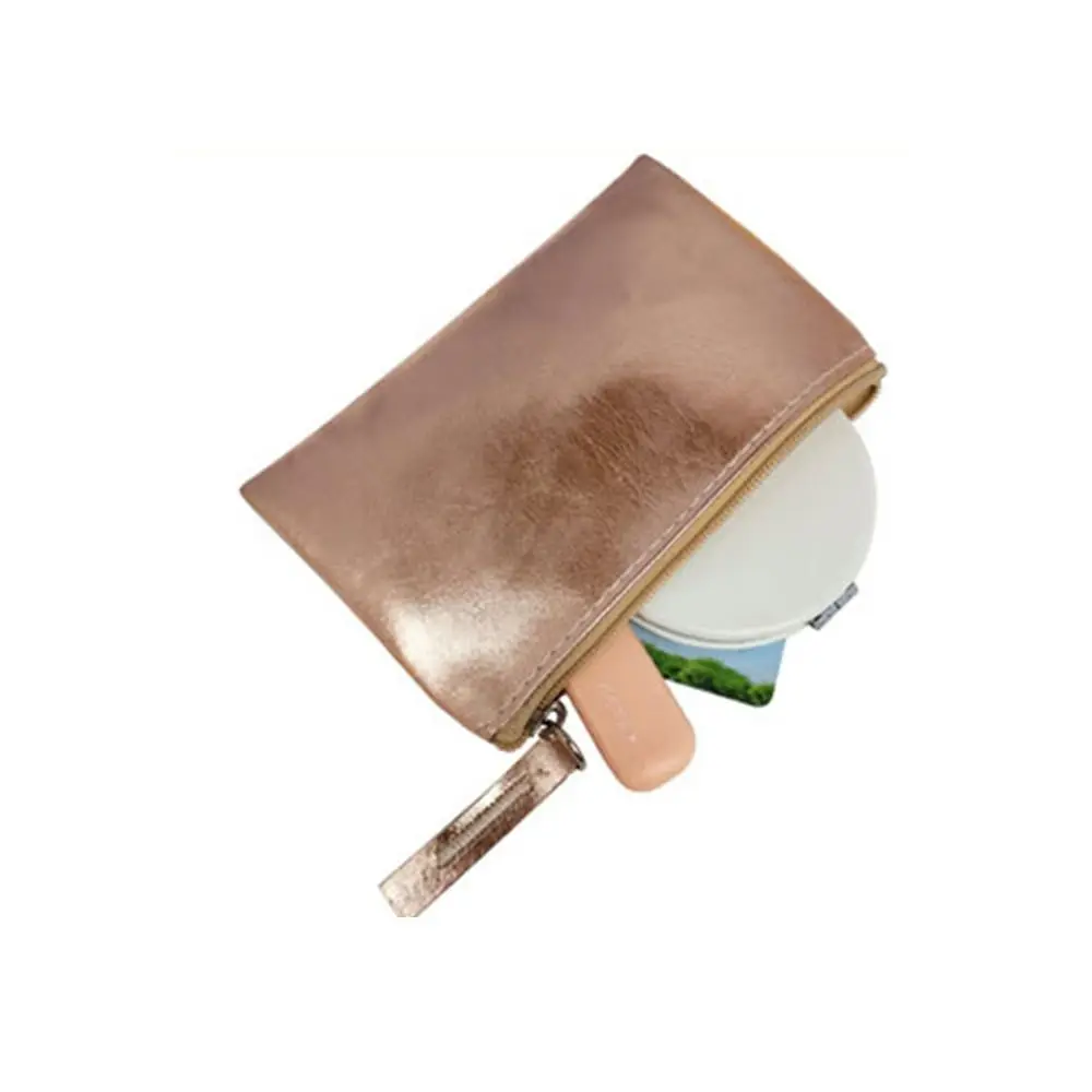 Coin Purse Portable Cosmetic Bag Bright PU Coin Purse Korean Style Wallet Zipper Coin Purse Solid Color Small Item Bag Men