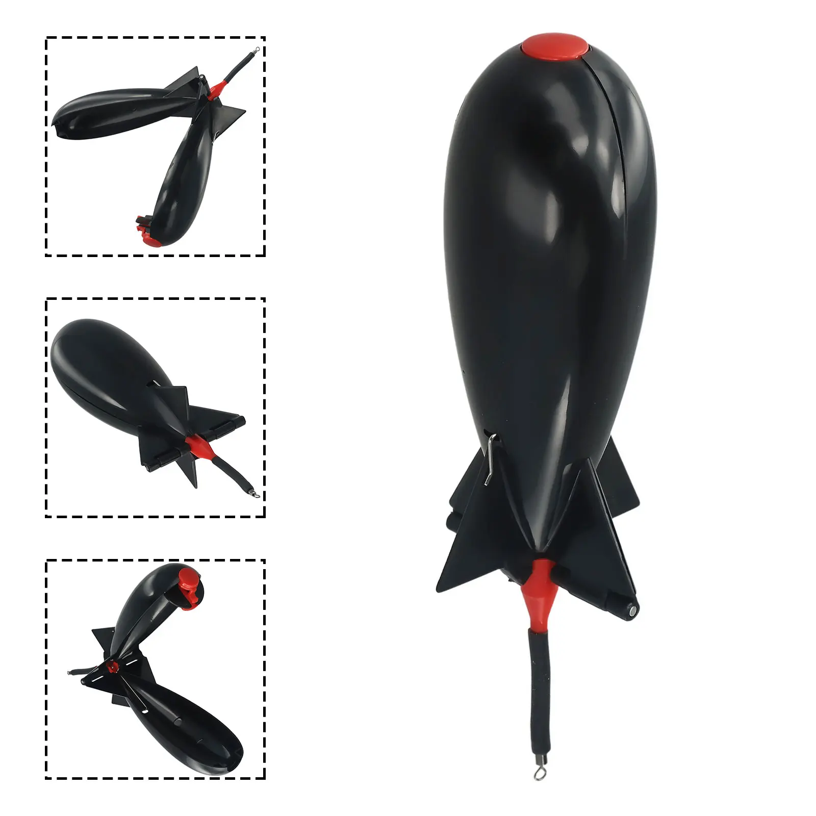 Fishing Feeder Fishing Rocket Feeder Carp Fishing Rocket Feeder Spod Bomb Float Lure Bait Holder Pellet Black Accessory