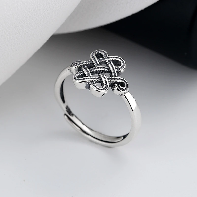 Anillos de plata de ley 925 para mujer, joyería original de China, Vintage, talla ajustable, anillo de plata| | - AliExpress