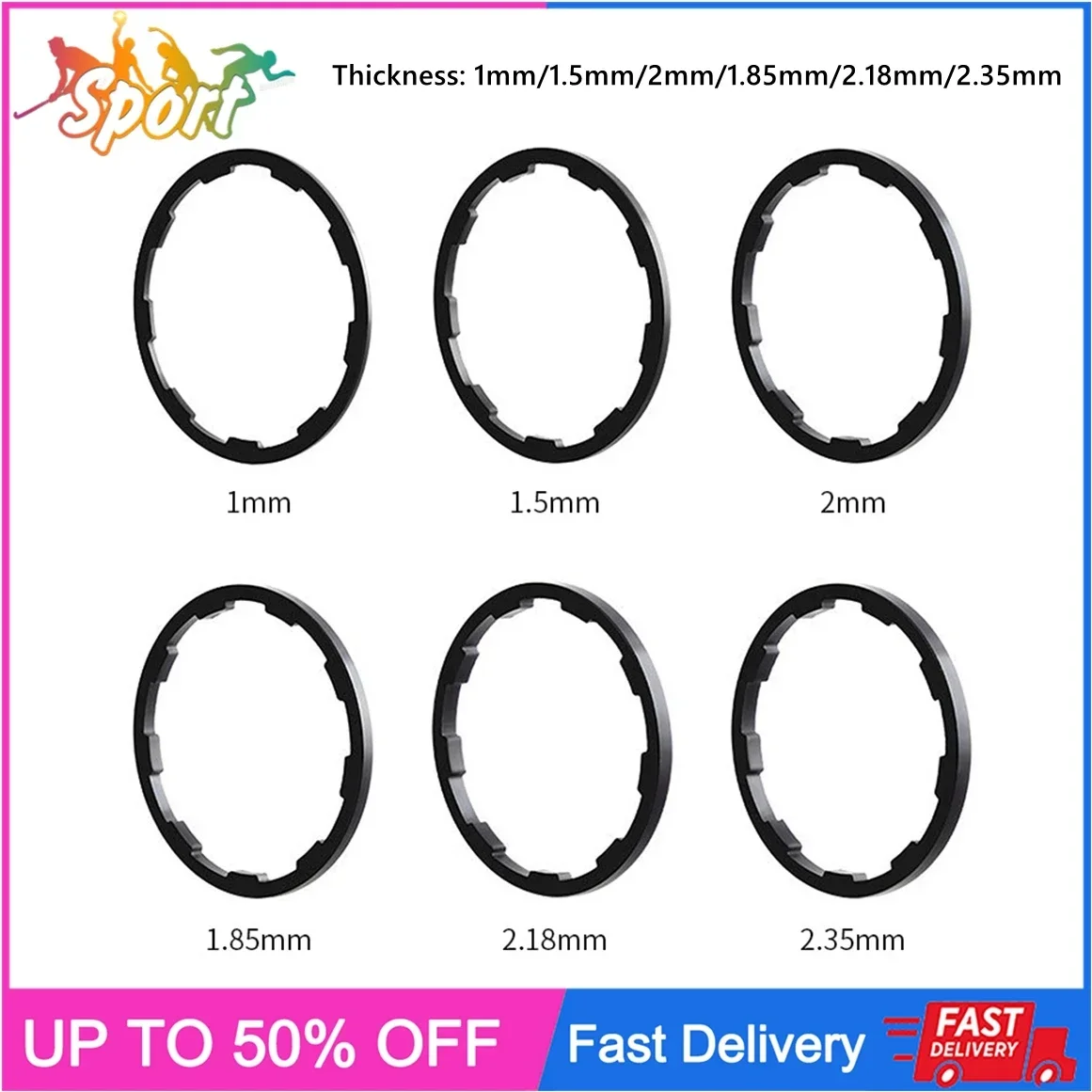 bicycle cassette bicycle parts 3Pcs 1/1.5/2/1.85/2.18/2.35mm bicycle flywheel cassette gasket spacer bike hub washer for cartridge flywheel tower base