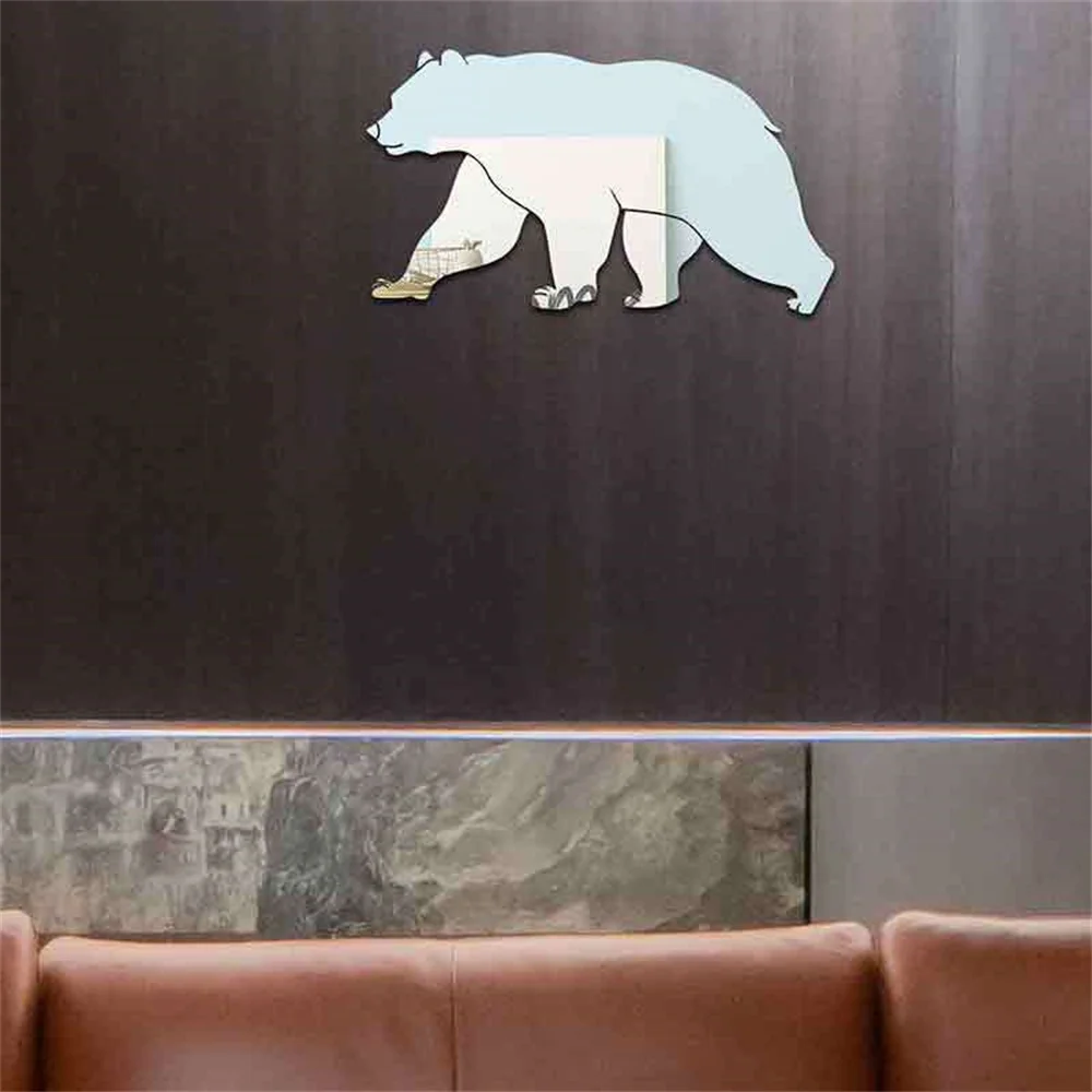 3D Creative Cute Bear and RabbitMirror Sticker Square Mirror Silver Wall Stickers Decal Self-adhesive Wall Paper Home Decorate
