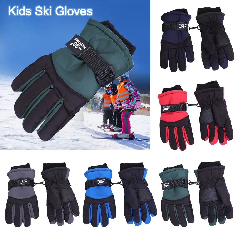Fashion Outdoor Non-slip Cartoon Cute Waterproof Kids Ski Gloves Thick Warm Sports Mittens